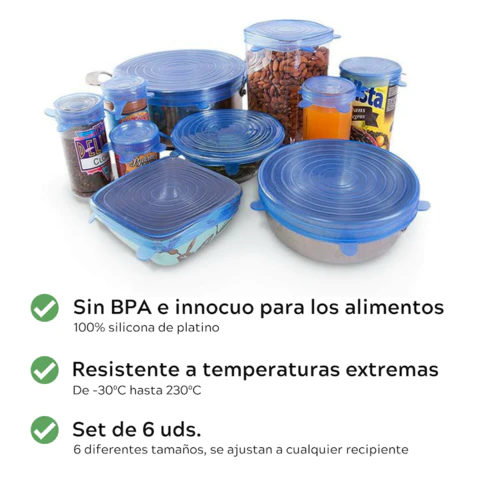 Tapa de Silicona para alimentos -Elástica Reutilizable Hermética